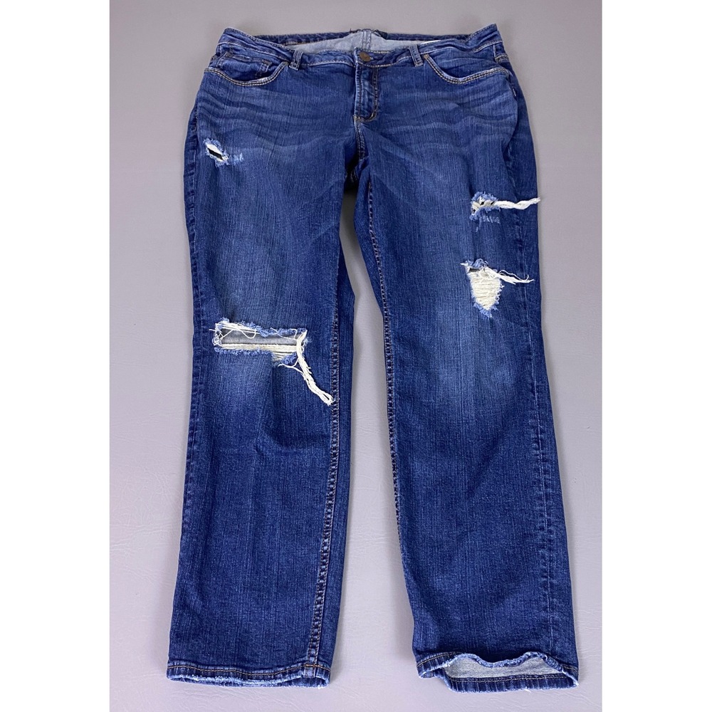 Silver Jeans Co‎ Sam Plus Size 16 / 27 Mid Rise Boyfriend Distressed Blue Jeans